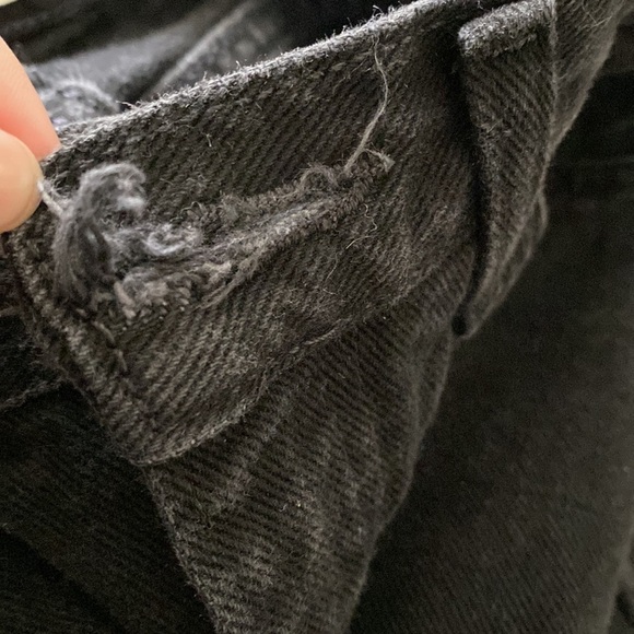Vintage Y2K Lee High Waisted Straight Leg Black Denim Mom Cropped Raw Hem - Picture 12 of 12